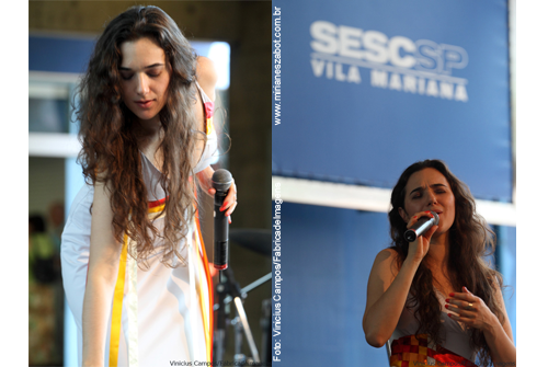 (S&atilde;o Paulo 17/10/2010 - Sesc Vila Mariana)
Show Mosaico Foto-Prosaico - Mirian&ecirc;s Zabot. Piano: Felipe Siles, Baixo: Gustavo Sato, Bateria: Jabes Felipe. Dire&ccedil;&atilde;o Art&iacute;stica: Vin&iacute;cius Piedade e Mirian&ecirc;s Zabot. Figurino: Deise Cristina Meneguzzi. Hair Stylists: Mauro de Oliveira. Produ&ccedil;&atilde;o: Fran Carlo Produ&ccedil;&otilde;es. Foto: Vinicius Campos.